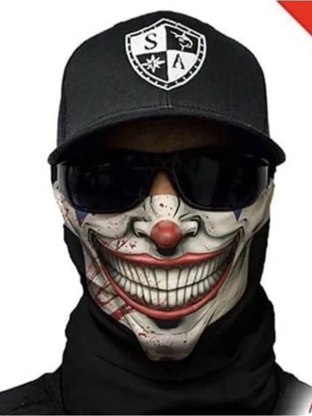 Skull Clown “MR. JOKER” Face Neck Gaiter Mask - Black